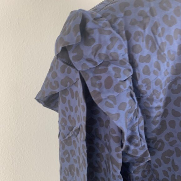 Marine Layer Rory Long-Sleeve Ruffle Blouse Cheetah Print Womens Extra Large XL - Picture 7 of 7